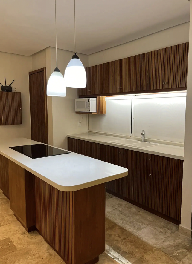 Breakfast bar and open kitchen in the vacation apartment in Isla Mujeres